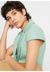 bonprix - Żakiet z krótkim rękawem, z satyny bawełnianej. Kolor: zielony. Materiał: satyna, bawełna. Długość rękawa: krótki rękaw. Długość: krótkie #3