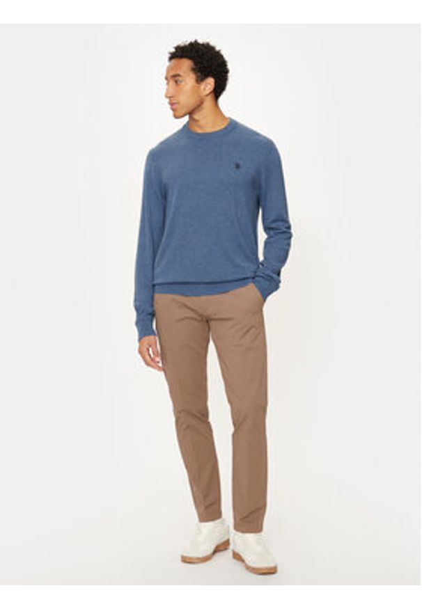 U.S. Polo Assn. Sweter MUP2961 Niebieski Regular Fit. Typ kołnierza: polo. Kolor: niebieski. Materiał: bawełna
