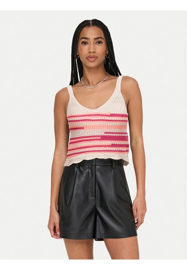 only - ONLY Top Merida 15344404 Różowy Regular Fit. Kolor: różowy. Materiał: syntetyk