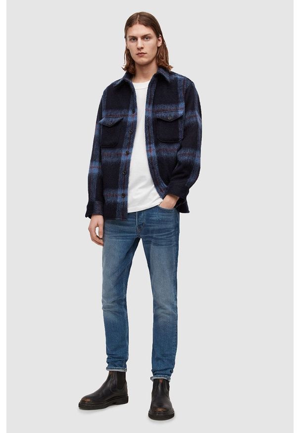AllSaints jeansy męskie. Kolor: niebieski