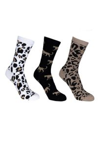 TRESPASS - Skarpetki Damskie Cinco Z Nadrukiem Zwierzęcym (zestaw 3 Sztuk). Kolor: wielokolorowy, biały, czarny, brązowy. Wzór: nadruk, motyw zwierzęcy. Sport: turystyka piesza #1