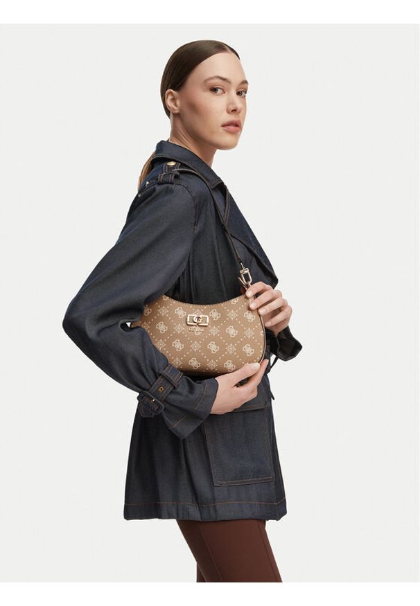 Guess Torebka Emelie Logo HWGP99 28180 Beżowy. Kolor: beżowy. Materiał: skórzane