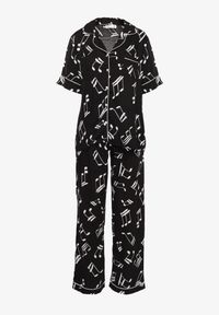 Renee - Czarny Wiskozowy Komplet Piżamowy Ozdobiony Printem Koszula na Krótki Rękaw i Długie Spodnie Angelae. Kolor: czarny. Materiał: wiskoza. Długość: krótkie. Wzór: nadruk, aplikacja #3
