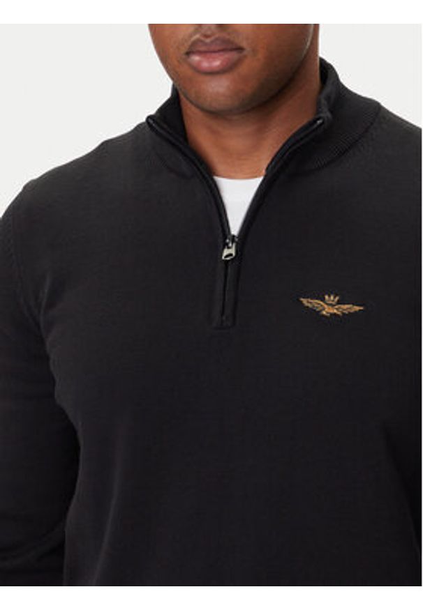 Aeronautica Militare Sweter 252MA1578UL00506 Czarny Regular Fit. Kolor: czarny. Materiał: bawełna