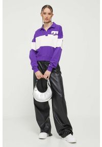Tommy Jeans bluza damska kolor fioletowy wzorzysta. Kolor: fioletowy. Materiał: bawełna, dzianina. Długość rękawa: długi rękaw. Długość: długie #3