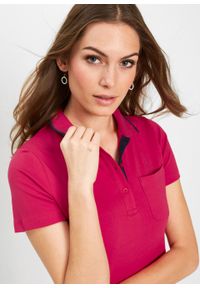 Sukienka shirtowa polo bonprix czerwono-ciemnoniebieski. Typ kołnierza: polo. Kolor: różowy. Styl: elegancki #5