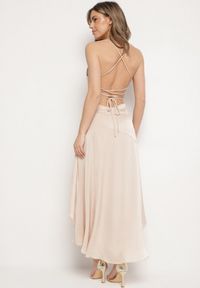 Born2be - Beżowa Asymetryczna Sukienka Vices z Odkrytymi Plecami i Gorsetowym Wiązaniem Natifalia. Typ kołnierza: dekolt gorset. Kolor: beżowy. Typ sukienki: asymetryczne, gorsetowe. Styl: elegancki #2
