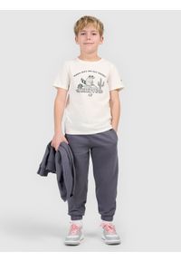 4f - 4F T-shirt regular z nadrukiem chłopięcy - biały 122 (6-7 lat). Okazja: na co dzień, na uczelnię. Kolor: biały. Materiał: skóra, bawełna, materiał. Wzór: nadruk. Sezon: lato. Styl: casual #2