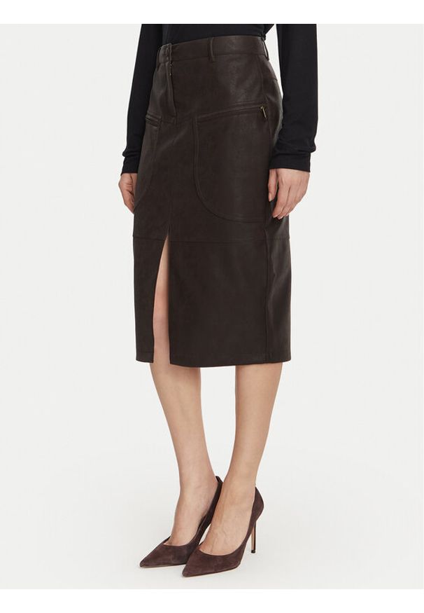 Liu Jo Spódnica z imitacji skóry WF6209 E1157 Brązowy Regular Fit. Kolor: brązowy. Materiał: syntetyk