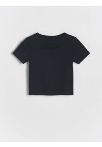 Reserved - T-shirt z wycięciem - czarny. Kolor: czarny. Materiał: bawełna