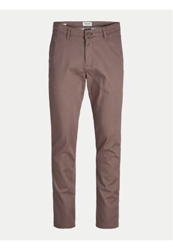 Jack & Jones - Jack&Jones Chinosy Marco 12150148 Brązowy Slim Fit. Kolor: brązowy. Materiał: bawełna