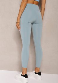 Renee - Jasnozielone Sportowe Legginsy High Waist Quarefia. Stan: podwyższony. Kolor: niebieski. Materiał: dzianina, materiał. Długość: długie. Styl: sportowy #4