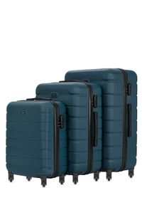 Ochnik - Komplet walizek na kółkach 19''/24''/28''. Kolor: zielony. Materiał: materiał, poliester, guma
