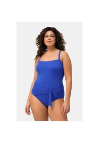 ULLA POPKEN - Damski Strój kąpielowy brokat faktura miękkie miseczki w kopertowym stylu. Kolekcja: plus size. Kolor: niebieski. Materiał: materiał #1