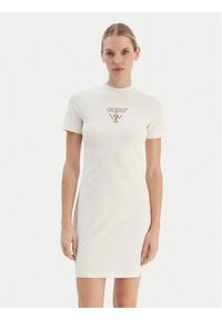 Guess Sukienka codzienna V4YK02 KCDH1 Écru Regular Fit. Okazja: na co dzień. Materiał: bawełna. Typ sukienki: proste. Styl: casual #1