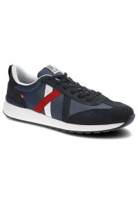 Granatowe Sneakersy Rieker Wygodne Buty Męskie. Okazja: na co dzień. Kolor: niebieski. Materiał: zamsz, materiał, tkanina. Szerokość cholewki: normalna