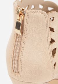 Renee - Beżowe Ażurowe Sandały Botki Vices na Szpilce Natessae. Okazja: na co dzień. Kolor: beżowy. Wzór: ażurowy. Obcas: na szpilce. Styl: casual, elegancki #6