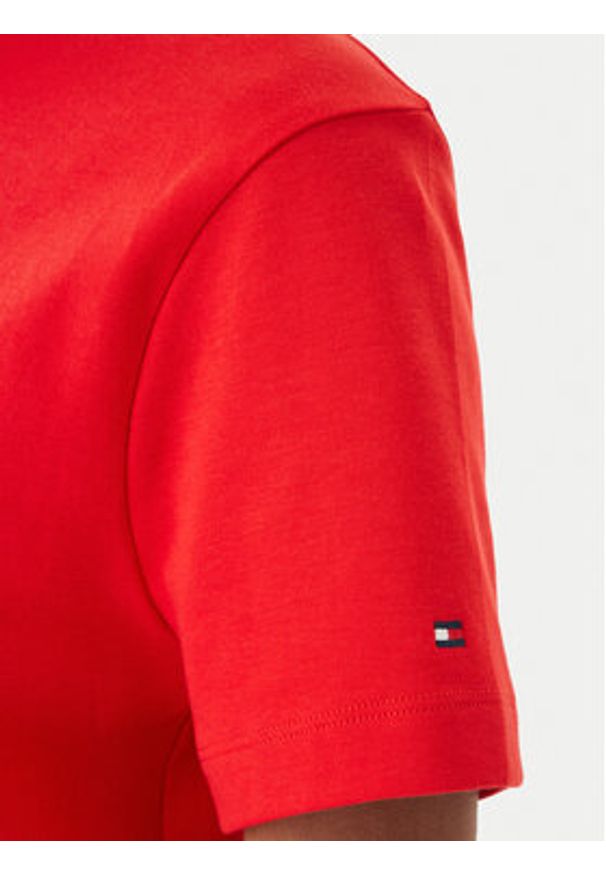 TOMMY HILFIGER - Tommy Hilfiger T-Shirt Logo Interlock WW0WW48707 Czerwony Regular Fit. Kolor: czerwony. Materiał: bawełna