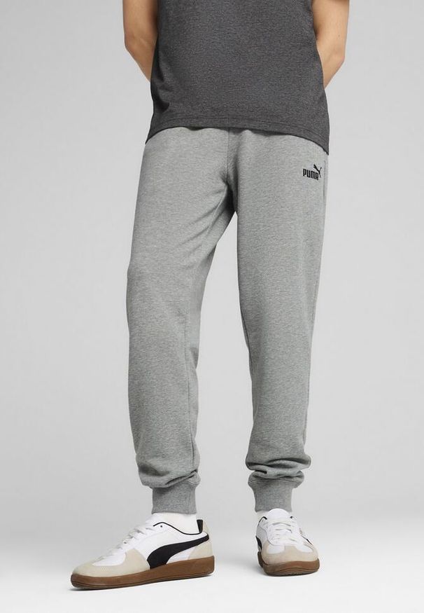 Puma - Męskie spodnie dresowe Essentials z logo No. 1 PUMA Medium Gray Heather. Kolor: szary. Materiał: dresówka