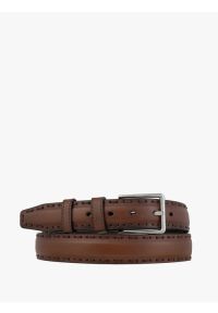 Ryłko - Brązowy pasek ze skóry licowej. Kolor: brązowy. Materiał: skóra. Styl: casual, street, klasyczny #1