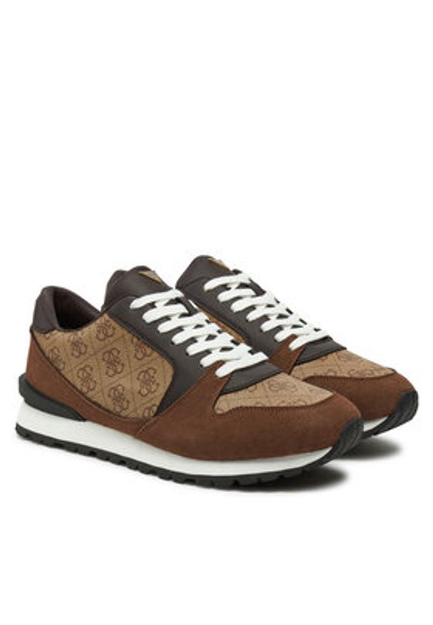 Guess Sneakersy FMPARO ELL12 Brązowy. Kolor: brązowy. Materiał: skóra