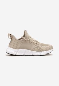 Born2be - Beżowe Wsuwane Buty Sportowe Sneakersy z Siateczki na Tłoczonej Podeszwie Salafina. Okazja: na co dzień. Zapięcie: bez zapięcia. Kolor: beżowy