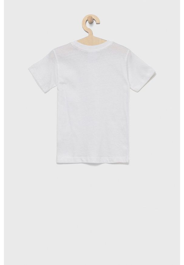 Hype T-shirt bawełniany dziecięcy kolor biały gładki. Okazja: na co dzień. Kolor: biały. Materiał: bawełna. Wzór: gładki. Styl: casual
