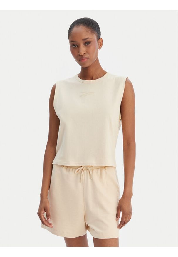 Reebok Top Erica RK25499CCW Beżowy Relaxed Fit. Kolor: beżowy. Materiał: bawełna