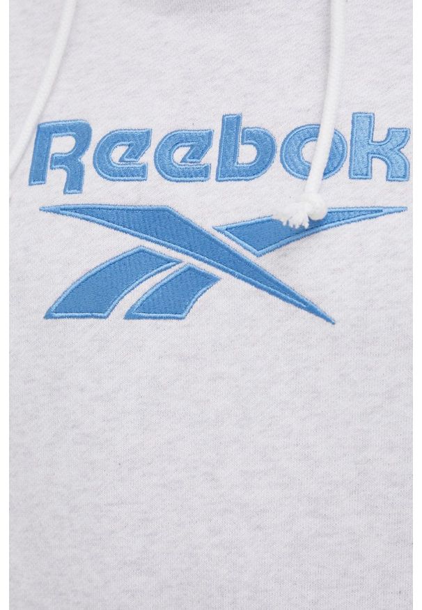 Reebok Classic Bluza bawełniana kolor szary z kapturem z aplikacją. Typ kołnierza: kaptur. Kolor: szary. Materiał: bawełna. Wzór: aplikacja