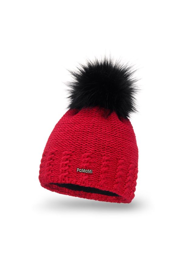Zimowa czapka damska PaMaMi - Czerwony. Kolor: czerwony. Materiał: poliamid, akryl. Sezon: zima