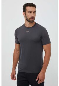 Boss Green t-shirt męski kolor szary wzorzysty. Kolor: szary. Materiał: materiał, dzianina. Długość rękawa: krótki rękaw. Długość: krótkie. Styl: klasyczny #4