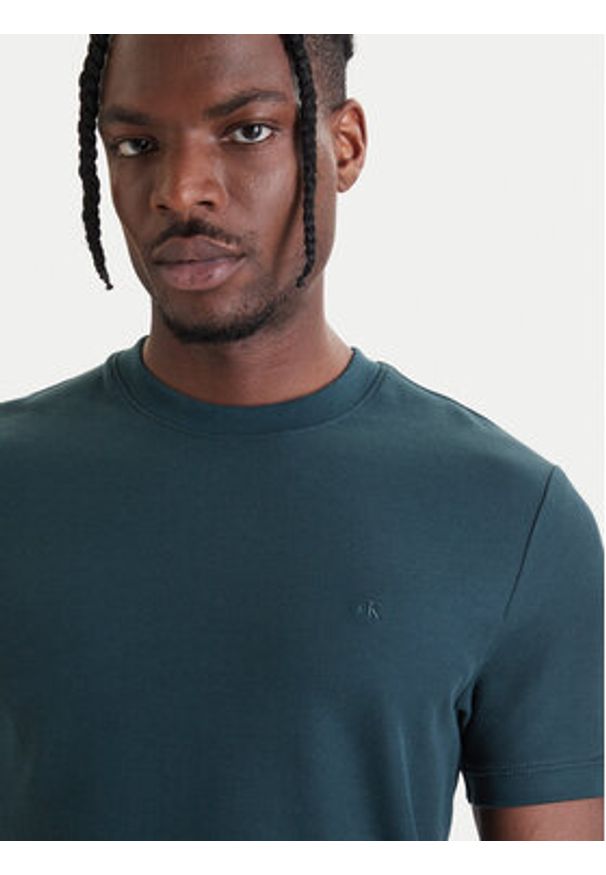 Calvin Klein Jeans T-Shirt Micro Waffle LV04RF206G Zielony Slim Fit. Kolor: zielony. Materiał: bawełna