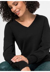 bonprix - Cienki sweter z wiskozy ze zrównoważonych źródeł. Kolor: czarny. Materiał: wiskoza. Wzór: gładki, ze splotem. Sezon: wiosna #2