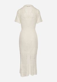 Born2be - Jasnobeżowa Ażurowa Sukienka z Wiskozą Zoriena. Okazja: na co dzień. Kolor: beżowy. Materiał: wiskoza. Długość rękawa: na ramiączkach. Wzór: ażurowy. Typ sukienki: proste. Styl: casual, elegancki, boho #7