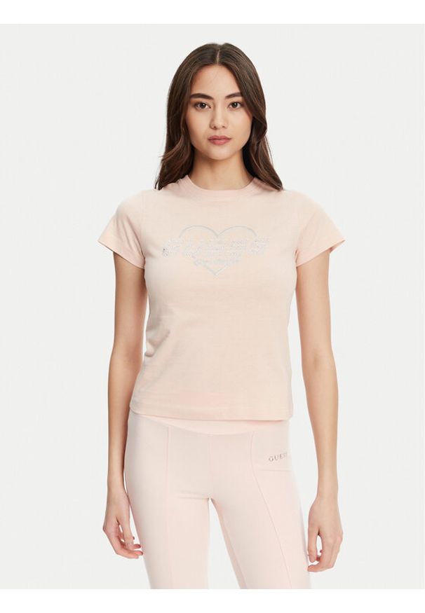 Guess T-Shirt V5GI10 K9RM1 Różowy Regular Fit. Kolor: różowy. Materiał: bawełna