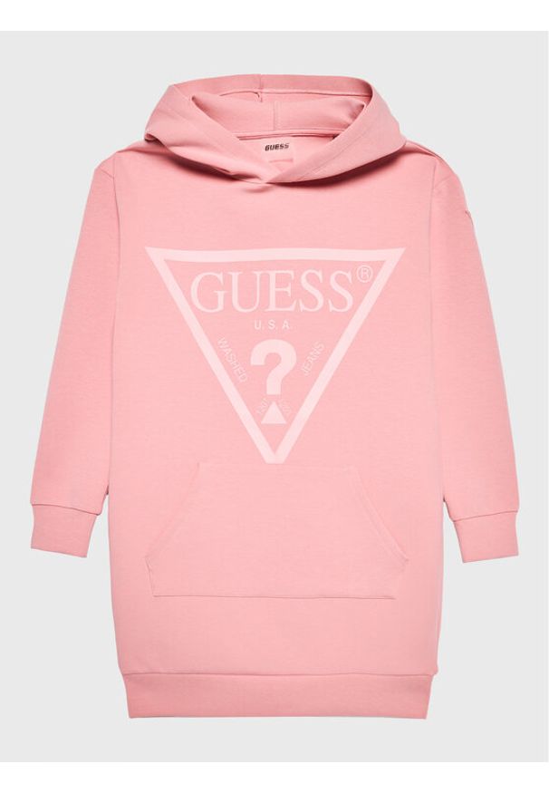 Guess Sukienka dzianinowa J2BK35 FL03S Różowy Regular Fit. Kolor: różowy. Materiał: bawełna