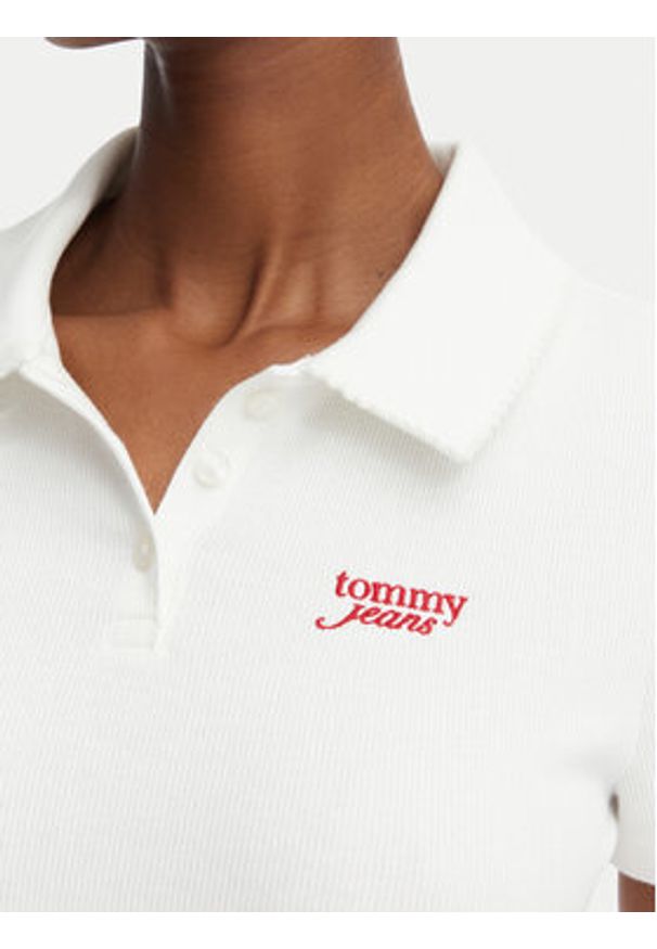 Tommy Jeans Polo DW0DW23140 Biały Regular Fit. Typ kołnierza: polo. Kolor: biały. Materiał: bawełna