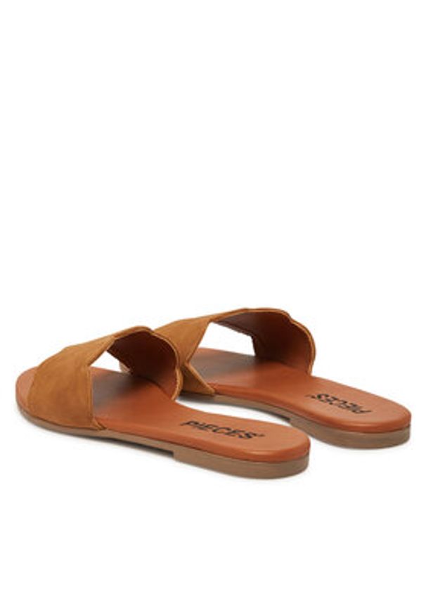 Pieces Klapki 17156838 Brązowy. Kolor: brązowy. Materiał: skóra