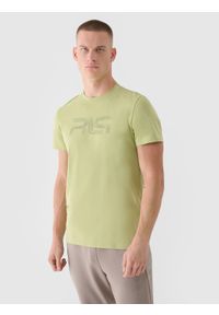 4f - 4F T-shirt regular męski 4F x Robert Lewandowski - zielony M. Okazja: na co dzień. Kolor: zielony. Materiał: dzianina, bawełna, jersey. Długość rękawa: krótki rękaw. Długość: krótkie. Wzór: gładki, nadruk, ze splotem. Styl: klasyczny, sportowy, casual