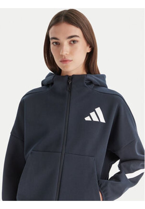 Adidas - adidas Bluza Z.N.E. JW5320 Granatowy Loose Fit. Kolor: niebieski. Materiał: bawełna