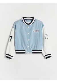 Reserved - Bawełniana bluza bomber SmileyWorld® - jasnoniebieski. Kolor: niebieski. Materiał: bawełna #1
