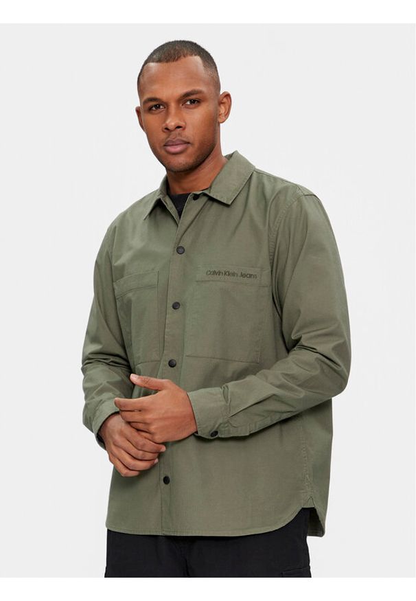 Calvin Klein Jeans Koszula Relaxed Shirt J30J324612 Zielony Relaxed Fit. Kolor: zielony. Materiał: bawełna
