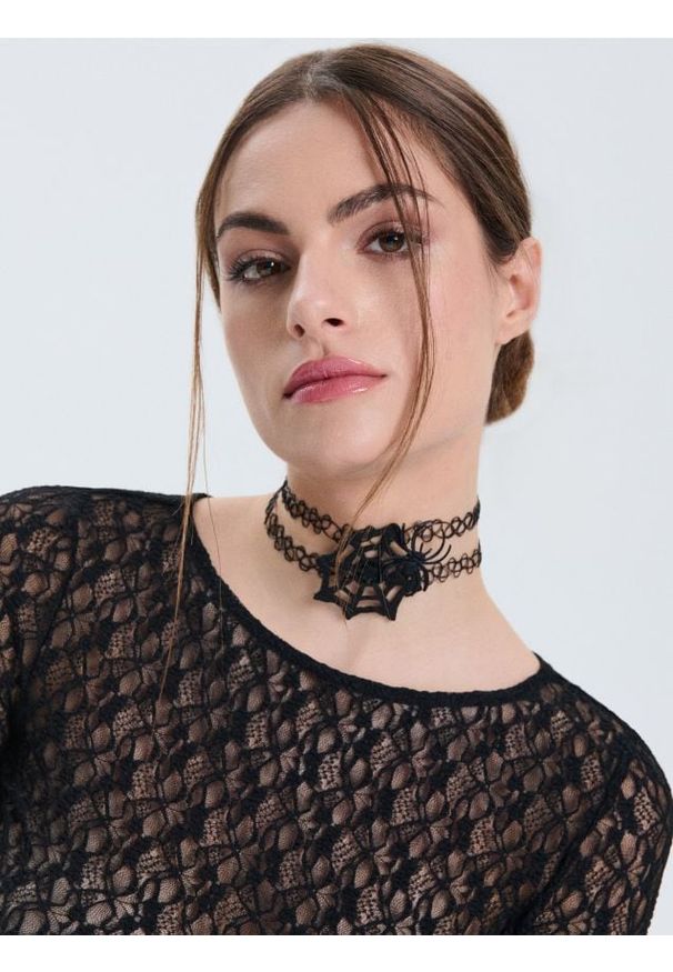 Sinsay - Naszyjnik choker 2 pack - czarny. Kolor: czarny