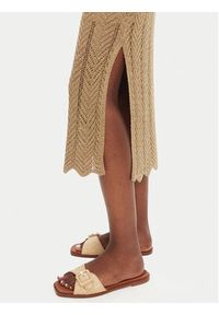 TwinSet - TWINSET Sukienka dzianinowa 251TT319A Beżowy Slim Fit. Kolor: beżowy. Materiał: wiskoza