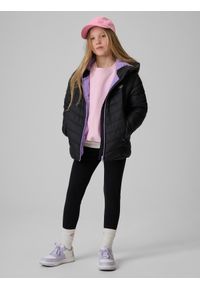 4f - 4F Kurtka z wypełnieniem syntetycznym dziewczęca - czarna 158 (12-13 lat). Kolor: czarny. Materiał: syntetyk. Wzór: gładki. Sezon: lato #2