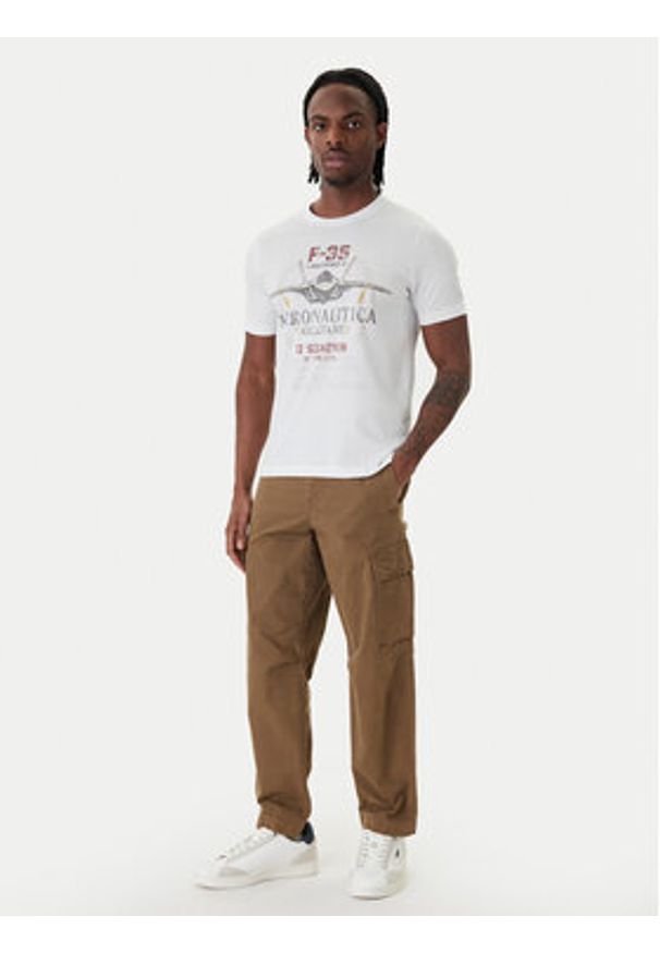 Aeronautica Militare T-Shirt 261TS2536UJ00641 Biały Regular Fit. Kolor: biały. Materiał: bawełna