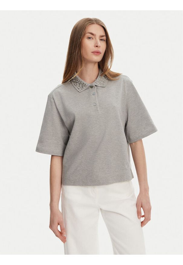 Marella Polo Gonzaga 2513951014 Szary Relaxed Fit. Typ kołnierza: polo. Kolor: szary. Materiał: bawełna