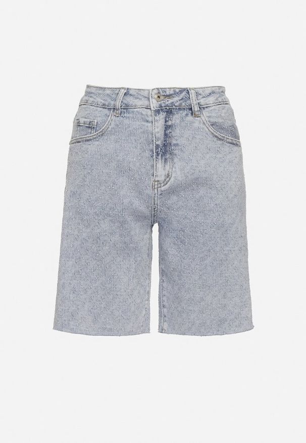 Born2be - Jasnoniebieskie Szorty Jeansowe z Wysokim Stanem z Bawełny przed Kolano Neliyana. Okazja: na co dzień. Stan: podwyższony. Kolor: niebieski. Materiał: jeans, bawełna. Styl: casual, klasyczny