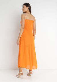 Born2be - Pomarańczowa Sukienka Philice. Kolor: pomarańczowy. Materiał: tkanina. Długość rękawa: na ramiączkach. Wzór: aplikacja, gładki. Styl: glamour. Długość: maxi #4