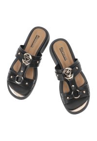 Klapki damskie Artiker, cholewka ze skóry naturalnej licowej wsuwany fason wielopaskowa konstrukcja na płaskiej podeszwie, czarne, 58C1631. Kolor: czarny. Materiał: skóra. Obcas: na płaskiej podeszwie #6